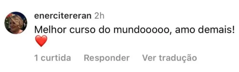 Depoimento de aluna no Instagram