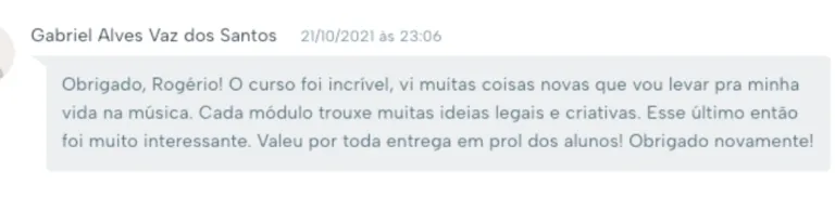 Depoimento de aluno