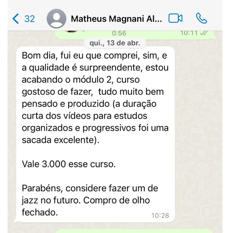 Depoimento de aluno