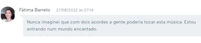 Depoimento de aluna na plataforma