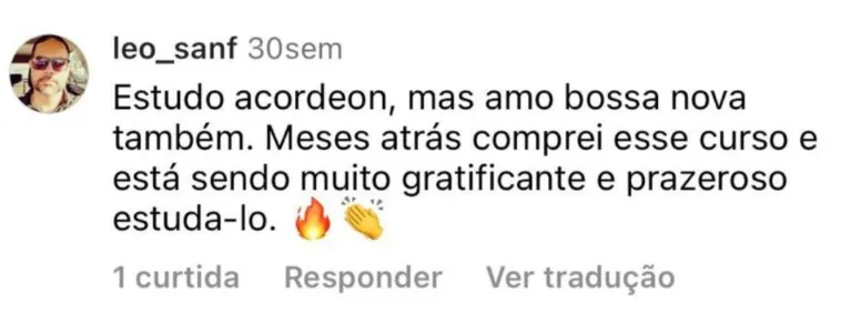 Depoimento de aluno no Instagram